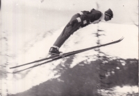 Karel Kodejška jumping in the Tatras in 1966