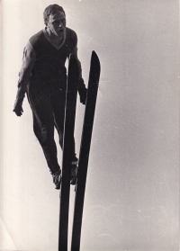 Karel Kodejška during summer jumping on artificial surface in Rožnov pod Radhoštěm in 1967
