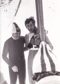 Karel Kodejška (vlevo) v první polovině 70. let 20. století se svým soupeřem ze Švýcarska Walterem Steinerem