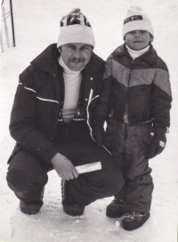 Karel Kodejška with his son Kája in the 1970s