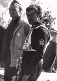 Karel Kodejška (right) at a competition in the 1970s