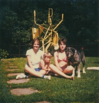 Sylvie Krobová (left) with her sister Kateřina and Olga Havel's niece Míša, 1980s 