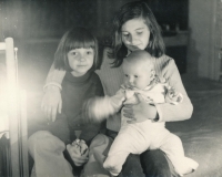 Sylvie Krobová (left) with siblings Lucka and Pavlík, 1975