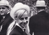 The four-time Olympic winner Věra Čáslavská in a picture from the opening ceremony of the Olympics in Mexico, 1968
