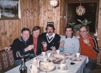 Ladislav Rygl (right) in the German Alps meeting Grenoble 1968 Olympic champion Franz Keller (first from left)