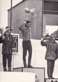 Ladislav Rygl (top center) on the podium at the 1970 World Championships in the High Tatras