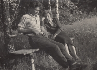 Věra Štarmanová with her future husband Josef Cink, 1960