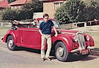 Pavel Šindelář with his first car in Australia in 1970s 