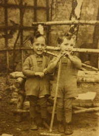 Rok 1943, fotografia Michalových bratov pred transportom do Serede.
