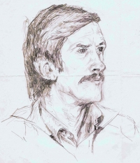 A portrait of Zdzisław Bykowski, drawn by a fellow inmate at the internment camp in Kamienna Góra, 1982