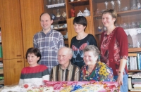 From the left sitting daughter Eva, Jaromír with his wife 
