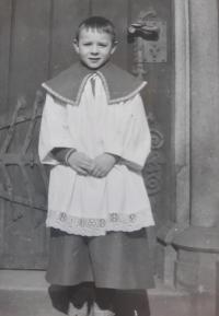 František Hron as an altar boy, around 1960