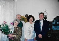 Celebration of Hedvika's 70th birthday, here shown with her husband, Jan Köhler Sr. and her children Sylvie and Jan. 1994