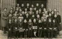 With her classmates, 7th grade