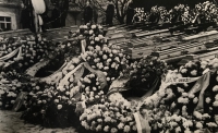 Funeral of 52 miners, Lom u Mostu, 1946, M. Drdlík's father was also a victim