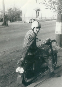 Miloslav Rálek on his favorite motorcycle in 1968