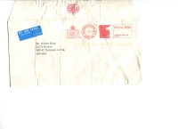 Photo of the envelope of the letter of thanks from the queen.
