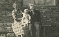 František Sedlák with his grandparents 