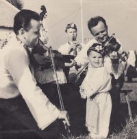 Josef Kobzík performing in Břeclavan ensemble in the 1960s

