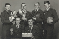 Military service, the witness is the second from the right, 1965
