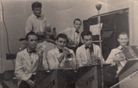 The band Micháčka, Rudolf with his clarinet on the right