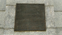 Plaque on the memorial to the victims of the Katyn Massacre in Wroclaw - 22 thousand Polish officers, policemen and other prisoners of war were shot in the back of the head by order of Stalin in the spring of 1940