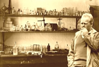 Miroslav Jech in Česana Raspenava Enterprise laboratory where he was working as a textile dyer, 1960

