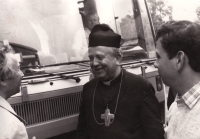 Zdeněk Pluhař with Bishop Karel Otčenášek / Litoměřice / around 1986