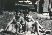Jiří Kotrč on the left on vacation with his parents and brother in 1977