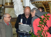 Jiří Mach (on the left) during a survey of the crypt of the Church of St. Wenceslas in Dobruška 2015