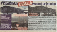article about the burning of the wooden house in Čičmany, the house of Alžbeta Kamasová