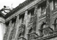 The front of the National Museum after gunfire by Soviet soldiers, August 21, 1968.