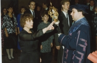Miroslava Holubová getting her master's degree ("little doctorate") in 1988