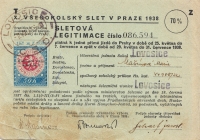 His mother's identity card for the Sokol festival in 1938
