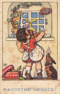Christmas card to his mother in the prison in Litoměřice in 1944
