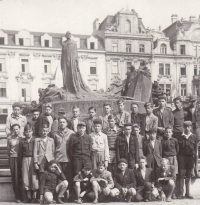 Visiting Prague with his classmates in 1951, Luděk Půlpitel is the second from the left in the third row, Ludvík Daněk is the first from the left in the second row 

