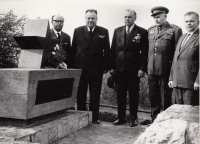 Post-war meeting at the Na Mělcích monument, landing site