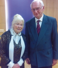 With Naděžda Kavalírová at the certificate of a participant in the resistance against communism ceremony, 2015