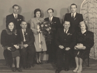Wedding of Vladimír Jůva's brother, November 27, 1948, Božena lower right