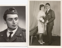 A photograph of the witness from mandatory military service (1960) and a wedding photograph (1965) 