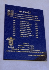 Memorial plaque on the Krzák family house
