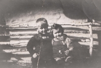 With her cousin, Helmut Zikmund, in Jezová, one year before the end of WWII