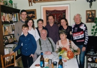 Růžena, her husband, and family at the celebration of their 60th wedding anniversary. 2020