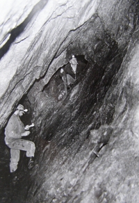 Miroslav Jech exploring a tunnel in Nové Město pod Smrkem in 1966 

