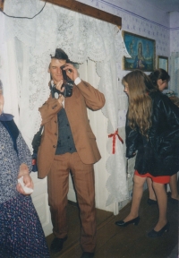 Josef Merhaut liked to make videos of dances and other social events in Gernik, late 1990s