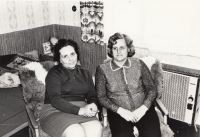 The witness (on the right) with her sister Marie Magdalena visiting their mother, Turnov, 1975