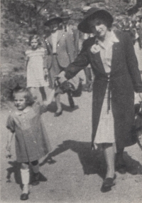 On a walk with her mother, Prague, ca. 1944
