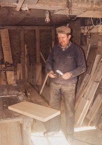 Václav Pek in the cabinetmaker's shop