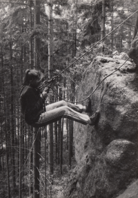 Abseiling during a scout expedition in Vysočina, 1990s