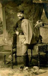 Her father František Brych in Sokol uniform in Heřmanův Městec in 1919 
